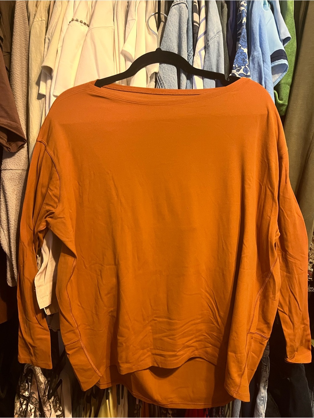 Lululemon Burnt Orange Long Sleeve High Low Yoga Top Relaxed Fit - Picture 2 of 4